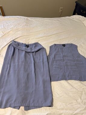 Two-Piece Eileen Fisher Cornflower Blue Skirt and Sleeveless Top Set